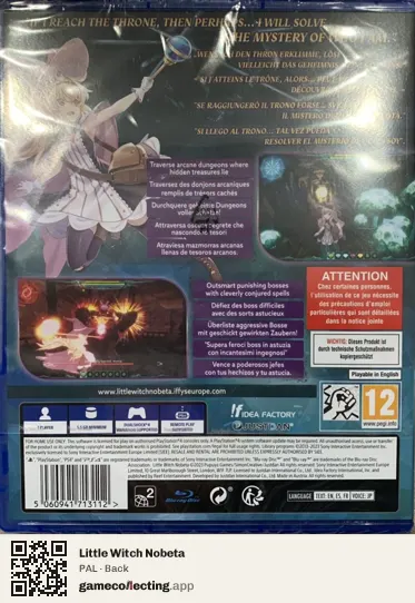 Little Witch Nobeta PlayStation 4, PAL box back