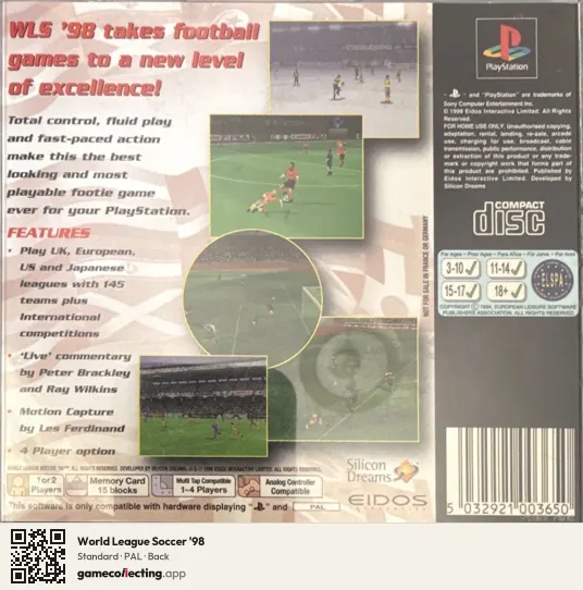 World League Soccer '98 PlayStation, PAL box back