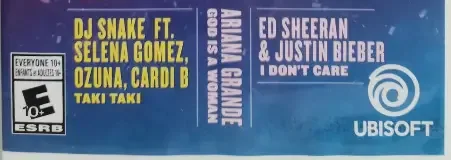 Just Dance 2020, the ESRB box on its front