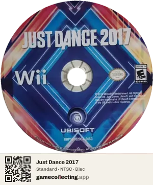 Just Dance 2017 Nintendo Wii, NTSC disc
