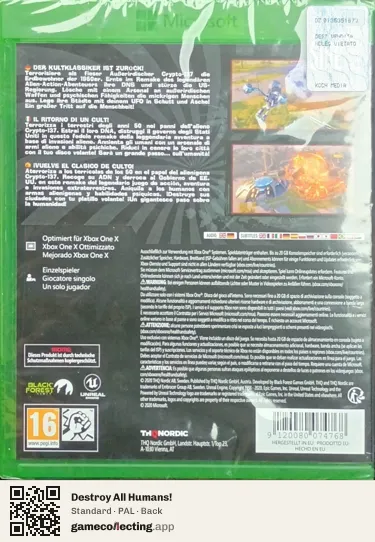 Destroy All Humans! Xbox One, PAL box back