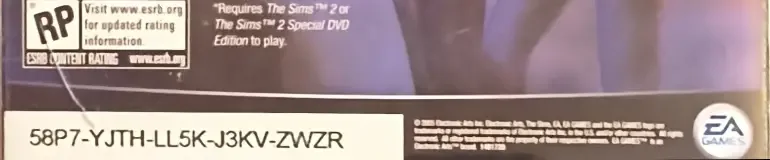The Sims 2: University, the ESRB box on its front