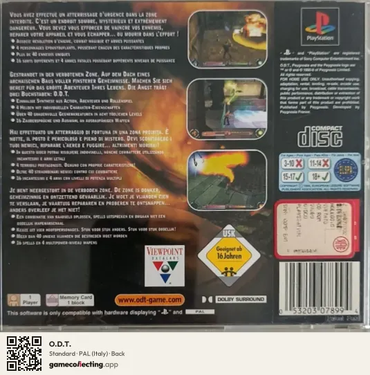 O.D.T. PlayStation, Italy box back