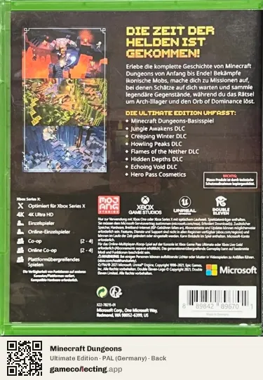 Minecraft Dungeons Xbox Series X, Germany box back