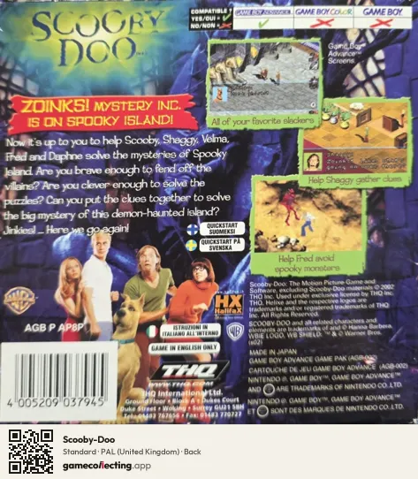 Scooby-Doo Game Boy Advance, United Kingdom box back