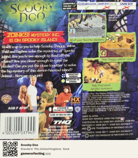 Scooby-Doo Game Boy Advance, United Kingdom box back