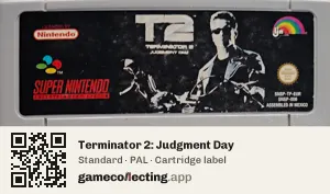 Terminator 2: Judgment Day Super Nintendo Entertainment System, PAL cartridge label