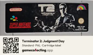 Terminator 2: Judgment Day Super Nintendo Entertainment System, PAL cartridge label