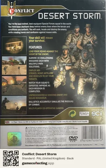 Conflict: Desert Storm PlayStation 2, United Kingdom box back