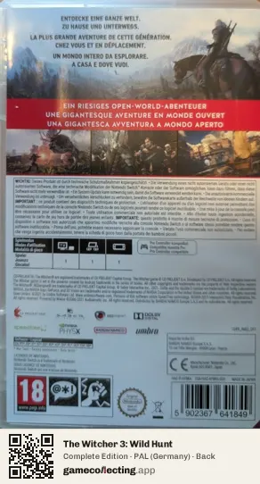 The Witcher 3: Wild Hunt Nintendo Switch, Germany box back
