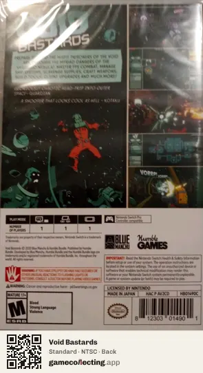 Void Bastards Nintendo Switch, NTSC box back