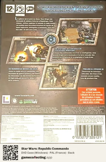 Star Wars: Republic Commando Computer, France box back