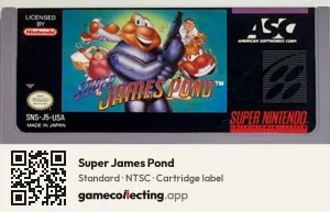 Super James Pond Super Nintendo Entertainment System, NTSC cartridge label