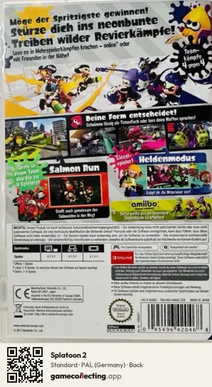 Splatoon 2 Nintendo Switch, Germany box back