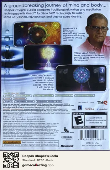 Deepak Chopra's Leela Xbox 360, NTSC box back