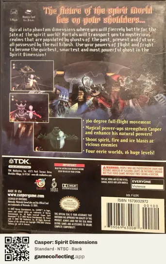 Casper: Spirit Dimensions Nintendo GameCube, NTSC box back