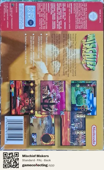 Mischief Makers Nintendo 64, PAL box back