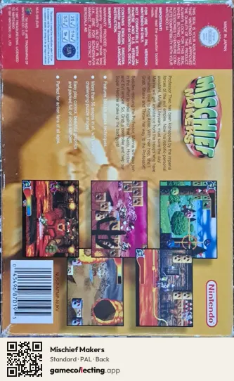 Mischief Makers Nintendo 64, PAL box back