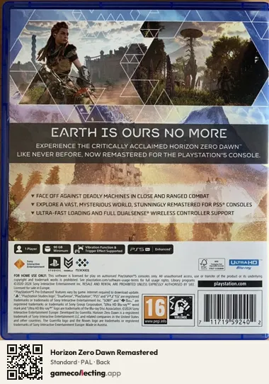 Horizon Zero Dawn Remastered PlayStation 5, PAL box back