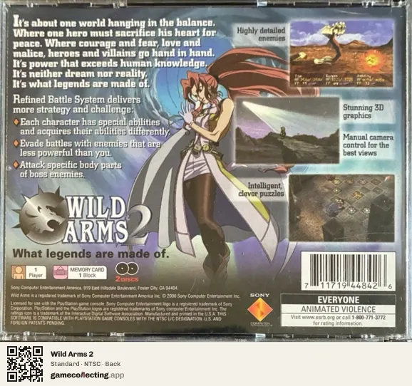 Wild Arms 2 PlayStation, NTSC box back
