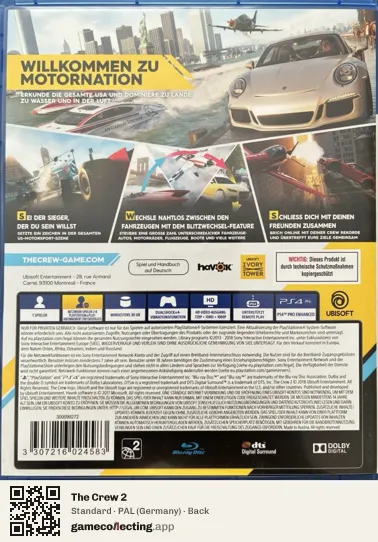 The Crew 2 PlayStation 4, Germany box back