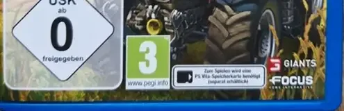 Farming Simulator 14, the USK square on its front