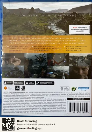 Death Stranding PlayStation 5, Germany box back