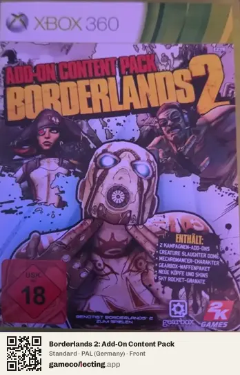 Borderlands 2: Add-On Content Pack Xbox 360, Germany box front