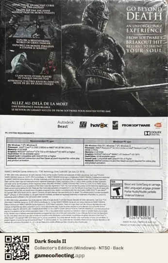 Dark Souls II Computer, NTSC box back