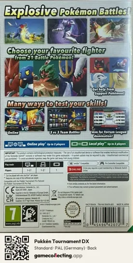 Pokkén Tournament DX Nintendo Switch, Germany box back