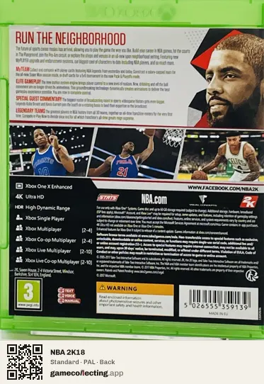 NBA 2K18 Xbox One, PAL box back