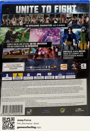 Jump Force PlayStation 4, Germany box back