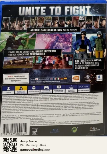 Jump Force PlayStation 4, Germany box back