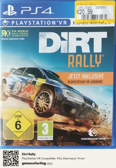 Dirt Rally PlayStation 4, Germany box front
