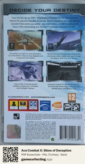 Ace Combat X: Skies of Deception PlayStation Portable, Turkey box back