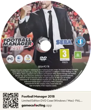 Football Manager 2018 Computer, PAL disc