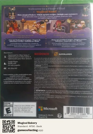 Magical Bakery Xbox Series X, NTSC box back