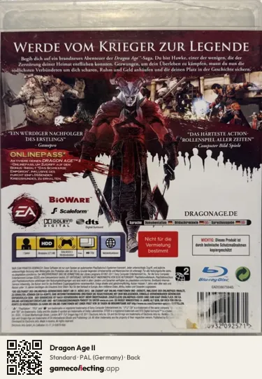 Dragon Age II PlayStation 3, Germany box back
