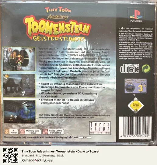 Tiny Toon Adventures: Toonenstein - Dare to Scare! PlayStation, Germany box back