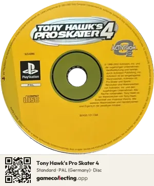 Tony Hawk's Pro Skater 4 PlayStation, PAL disc