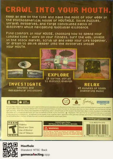 Mouthole PlayStation 5, NTSC box back