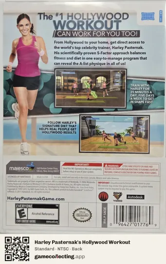 Harley Pasternak's Hollywood Workout Nintendo Wii, NTSC box back