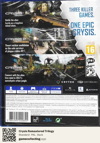 Crysis Remastered Trilogy PlayStation 4, PAL box back