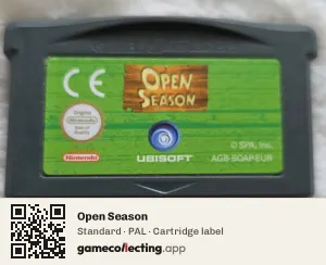 Open Season Game Boy Advance, PAL cartridge label