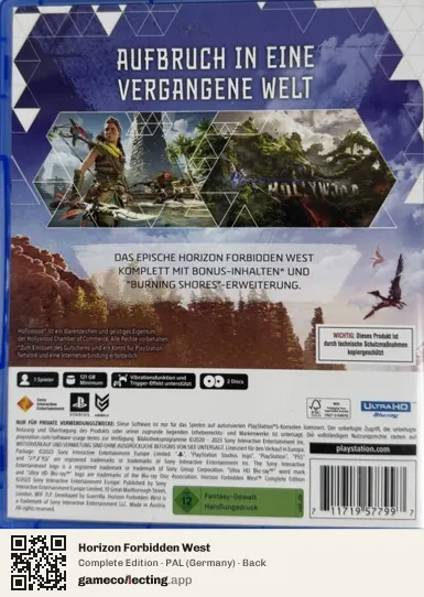 Horizon Forbidden West PlayStation 5, Germany box back
