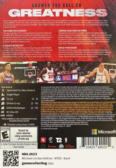 NBA 2K23 Xbox Series X, NTSC box back