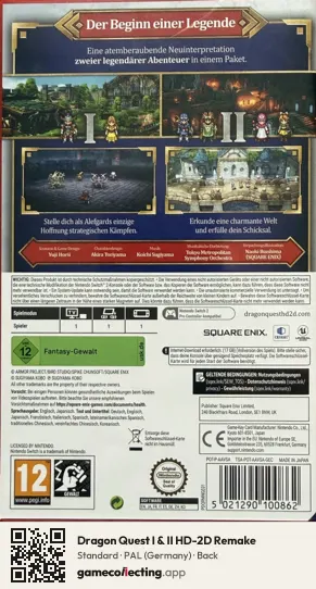 Dragon Quest I & II HD-2D Remake Nintendo Switch 2, Germany box back