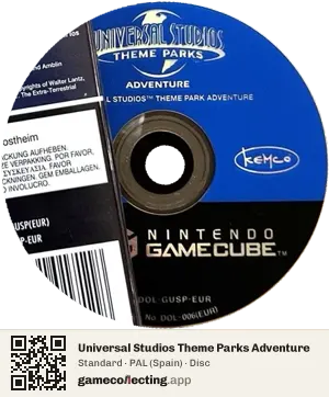 Universal Studios Theme Parks Adventure Nintendo GameCube, PAL disc