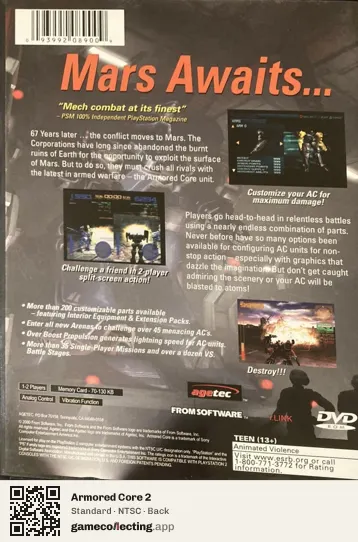 Armored Core 2 PlayStation 2, NTSC box back