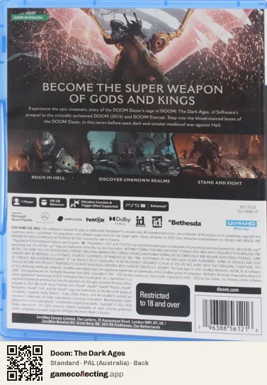 Doom: The Dark Ages PlayStation 5, Australia box back